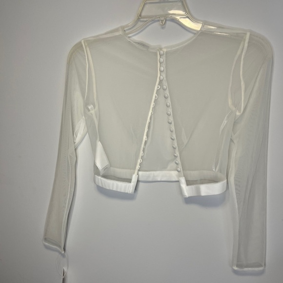 David’s Bridal NWT Shear Wedding Ivory Cover Long Sleeve Sz 4 - Picture 7 of 8